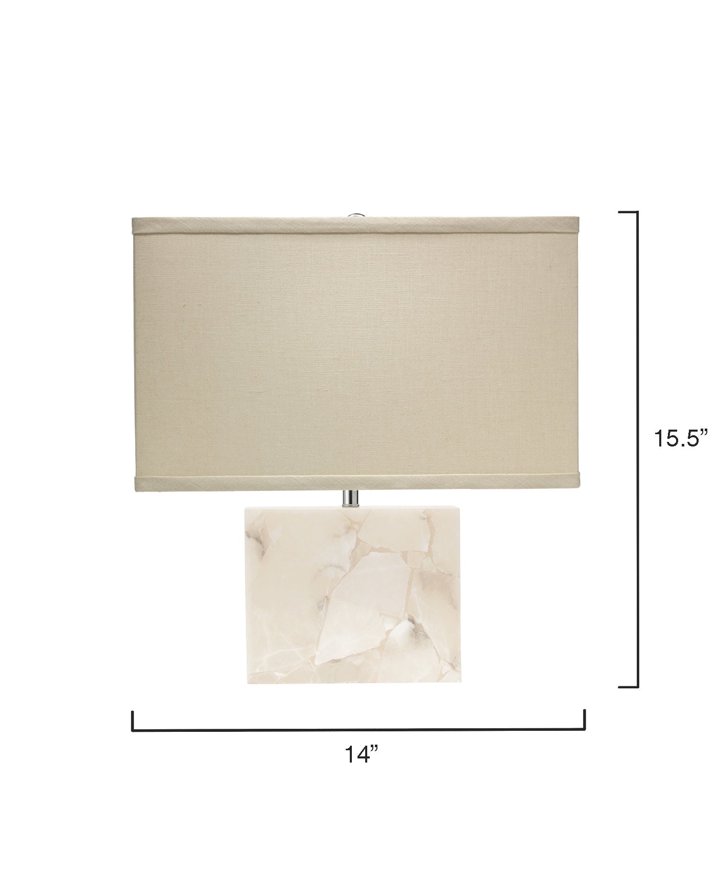 Borealis Accent Lamp, Small in Alabaster With Extra Small Rectangle Shade in Stone Linen