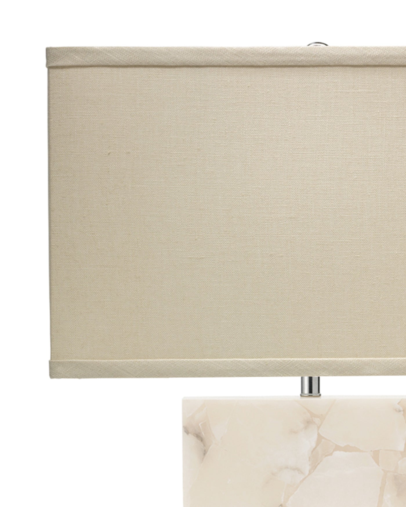Borealis Accent Lamp, Small in Alabaster With Extra Small Rectangle Shade in Stone Linen