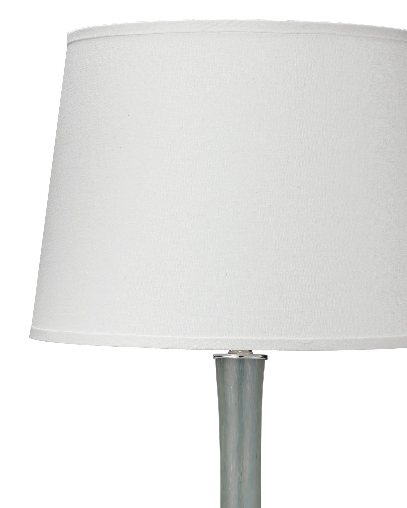 Florence Table Lamp in Pale Blue Glass With Large Cone Shade in White Linen