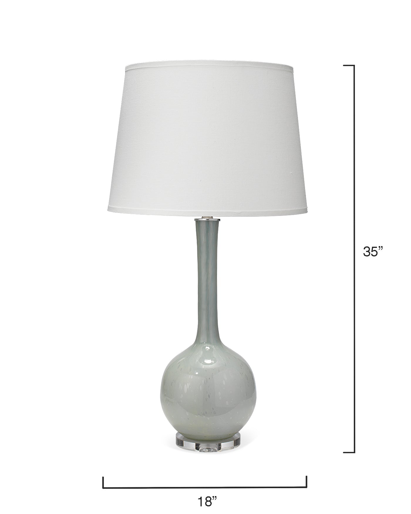 Florence Table Lamp in Pale Blue Glass With Large Cone Shade in White Linen