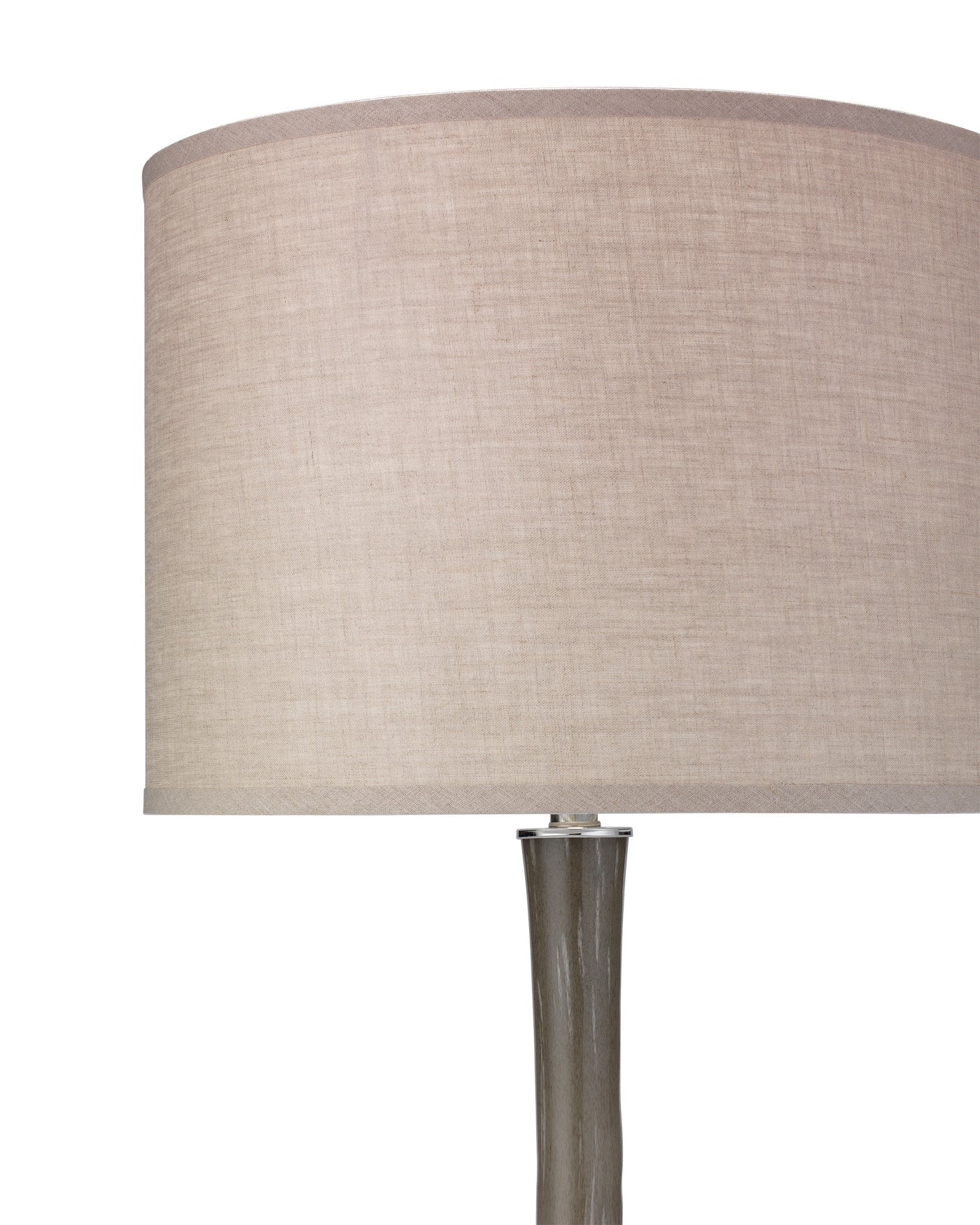 Florence Table Lamp in Taupe Glass With Large Drum Shade in Natural Linen