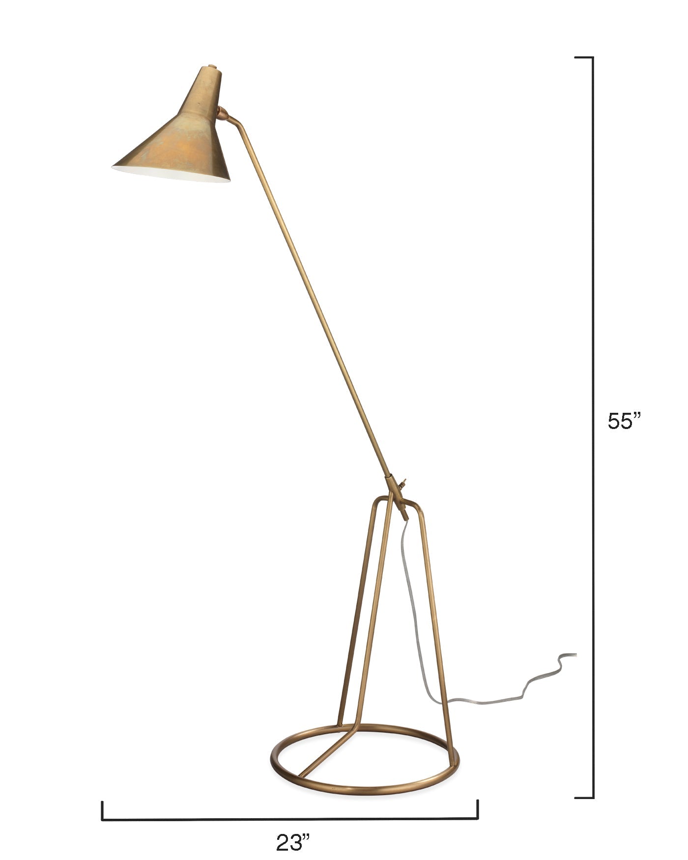 Franco Tri-Pod Floor Lamp in Antique Brass