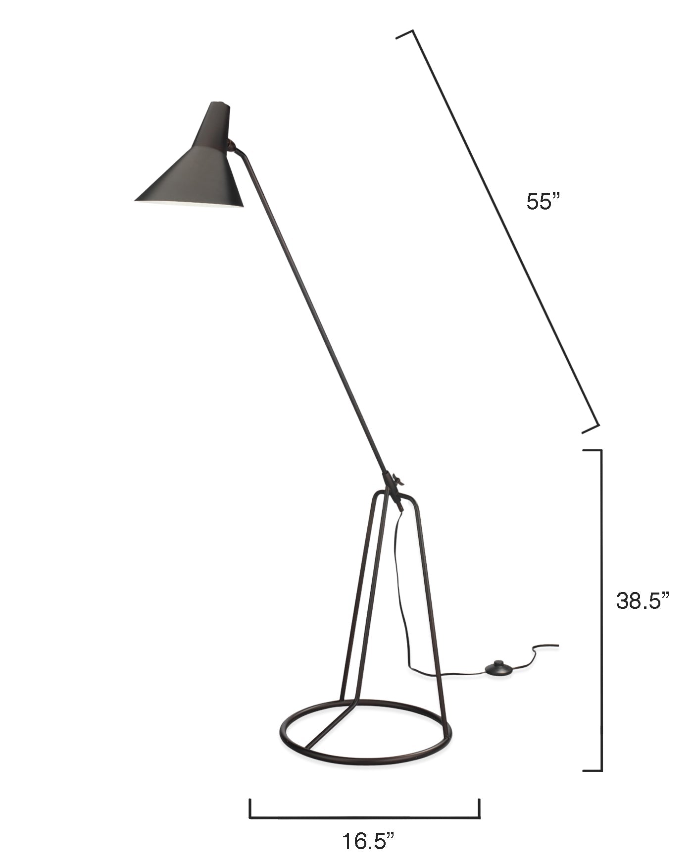 Franco Tri-Pod Floor Lamp in Oiled Bronze