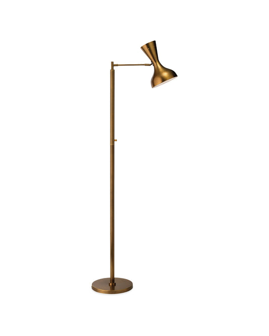 Pisa Swing Arm Floor Lamp in Antique Brass Metal