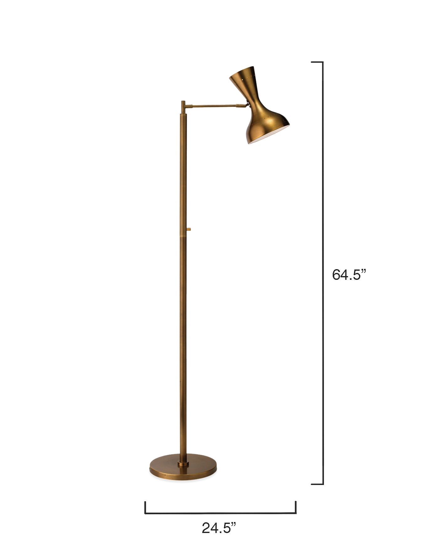 Pisa Swing Arm Floor Lamp in Antique Brass Metal
