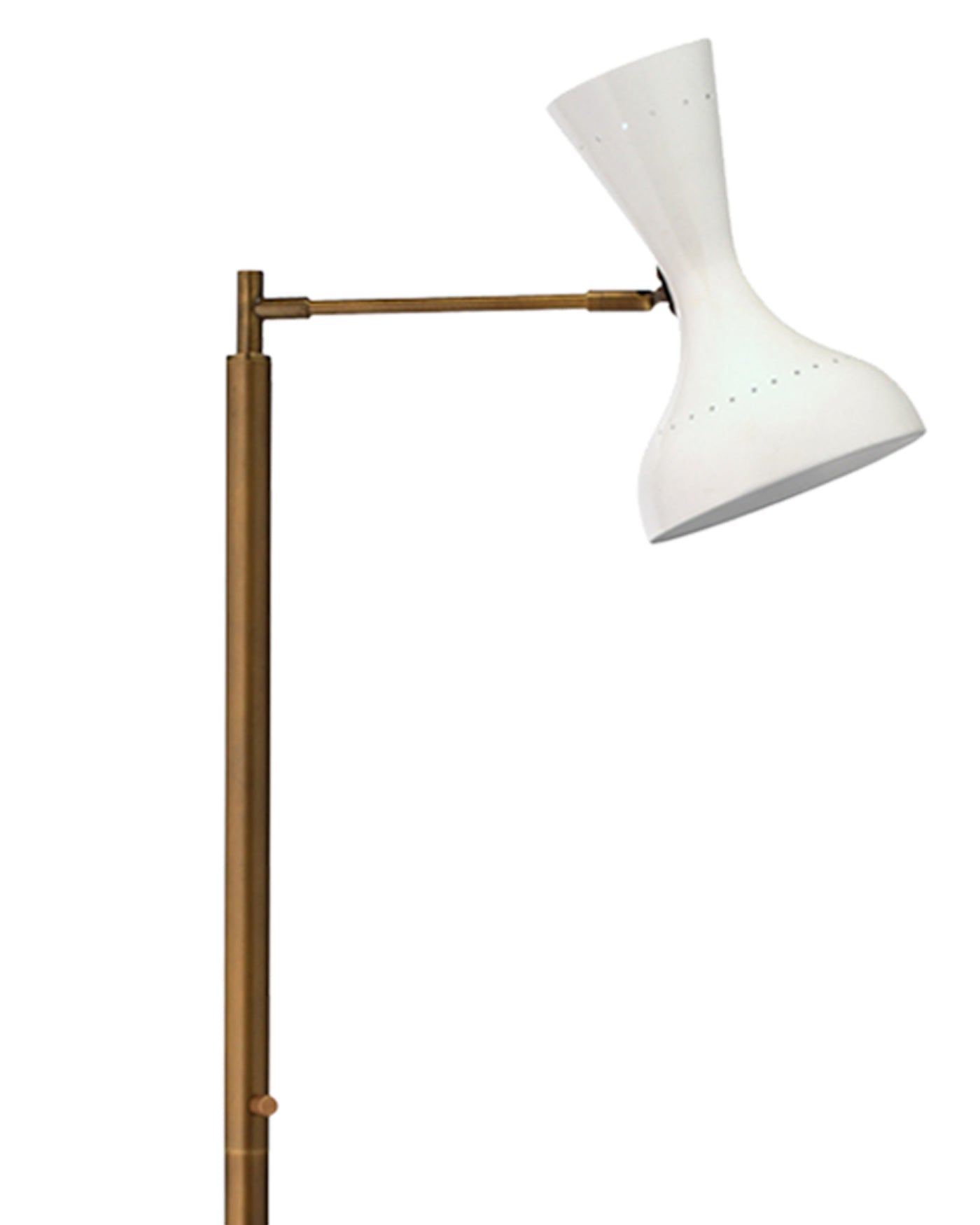 Pisa Swing Arm Floor Lamp in White Lacquer & Antique Brass Metal