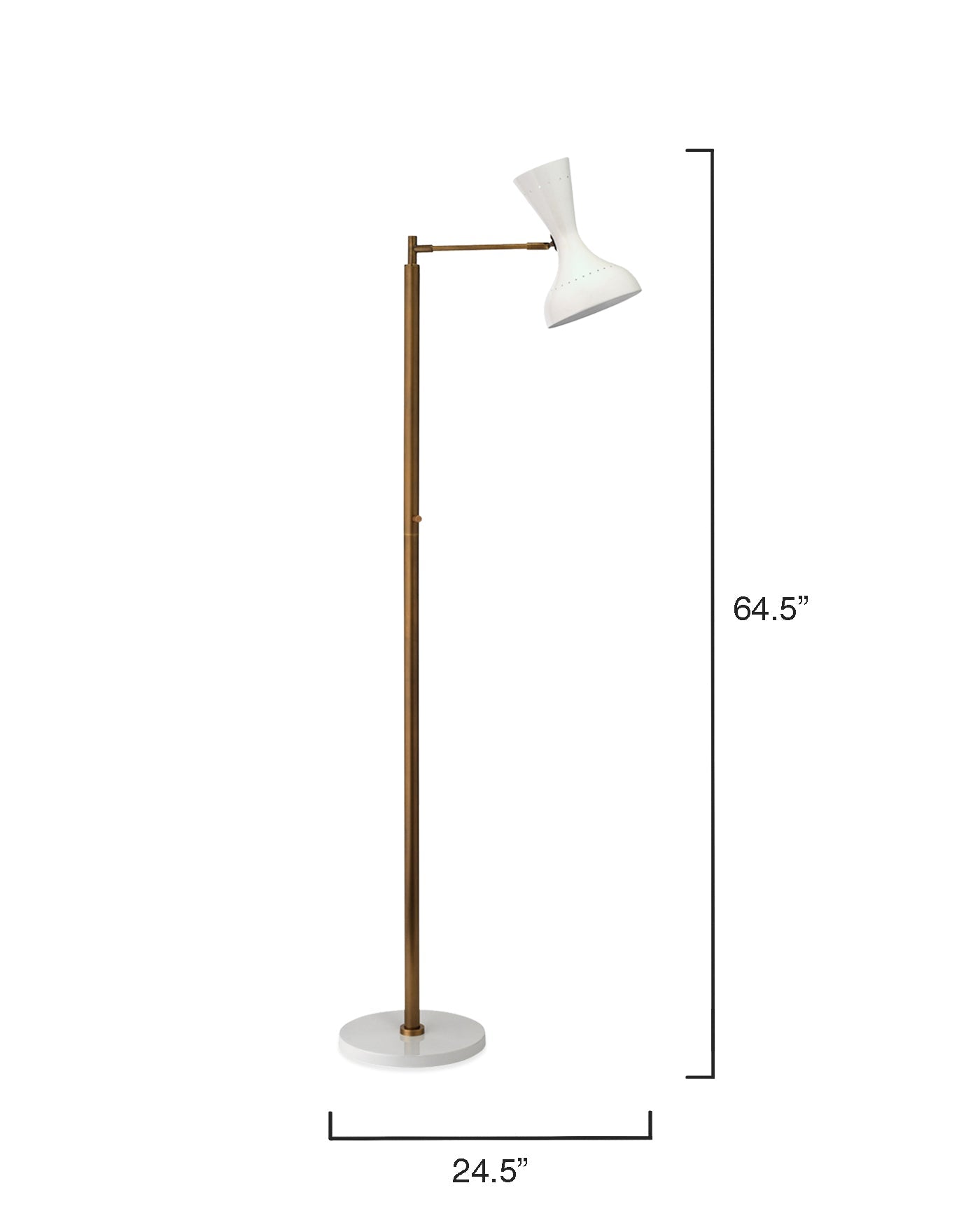 Pisa Swing Arm Floor Lamp in White Lacquer & Antique Brass Metal