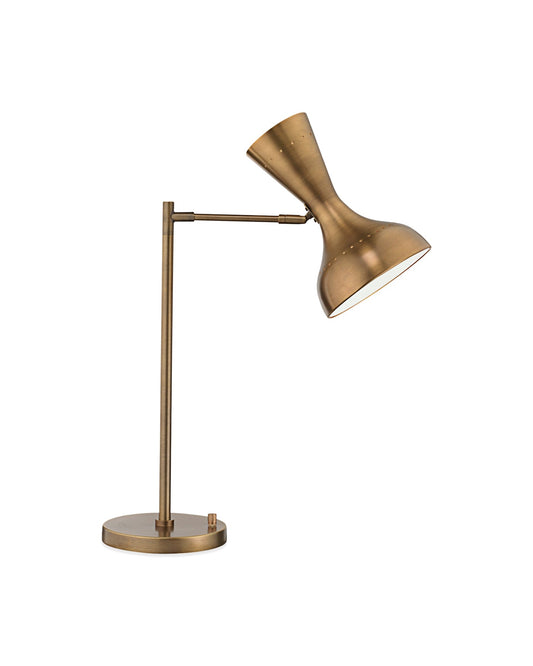 Pisa Swing Arm Table Lamp in Antique Brass Metal