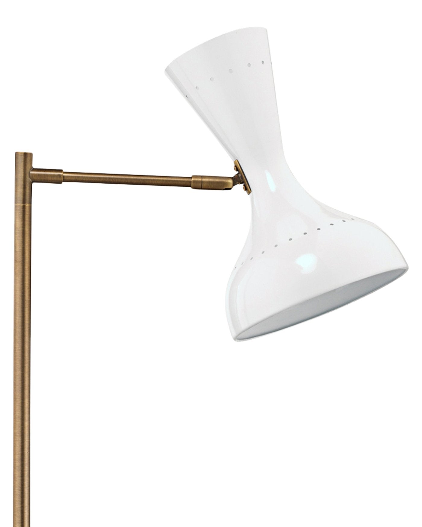 Pisa Swing Arm Table Lamp in White Lacquer & Antique Brass Metal