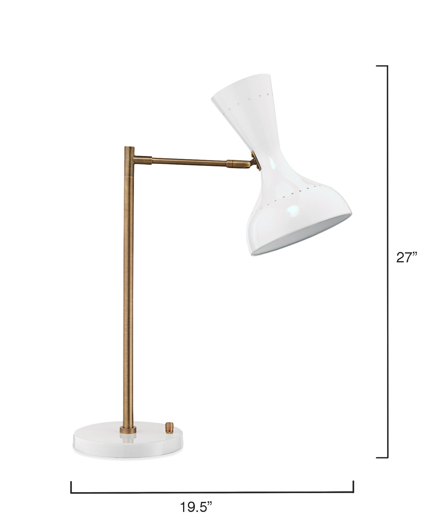 Pisa Swing Arm Table Lamp in White Lacquer & Antique Brass Metal