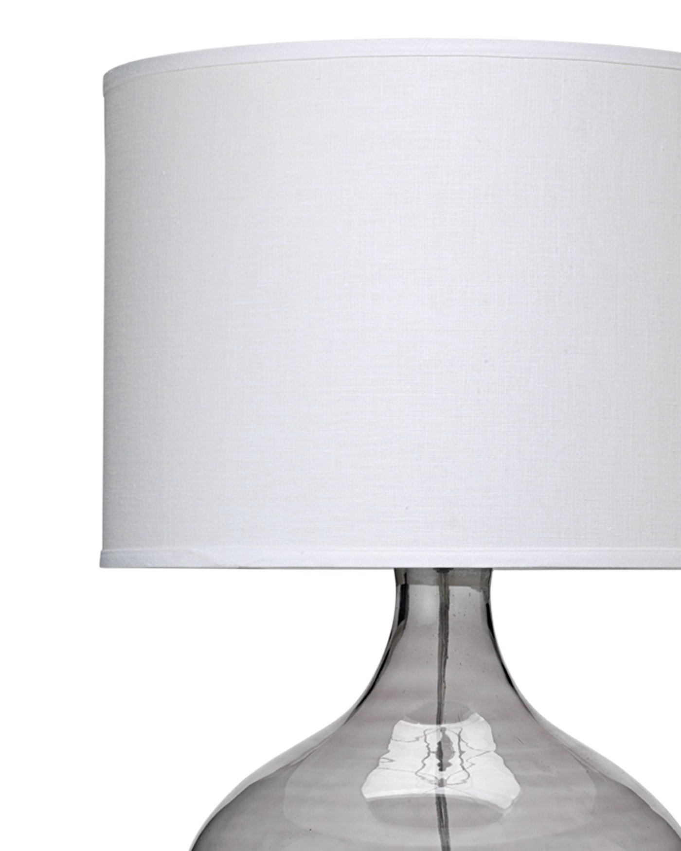 Plum Jar Table Lamp, Extra Large in Grey Glass With Large Drum Shade in White Linen