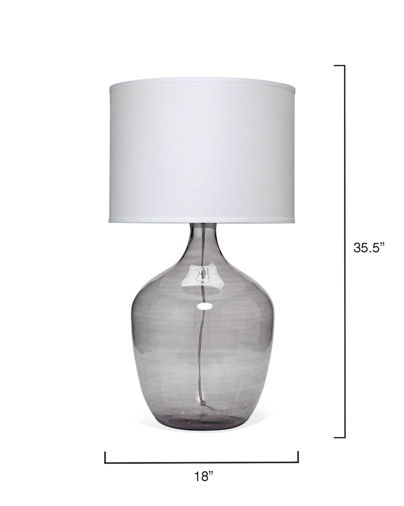Plum Jar Table Lamp, Extra Large in Grey Glass With Large Drum Shade in White Linen