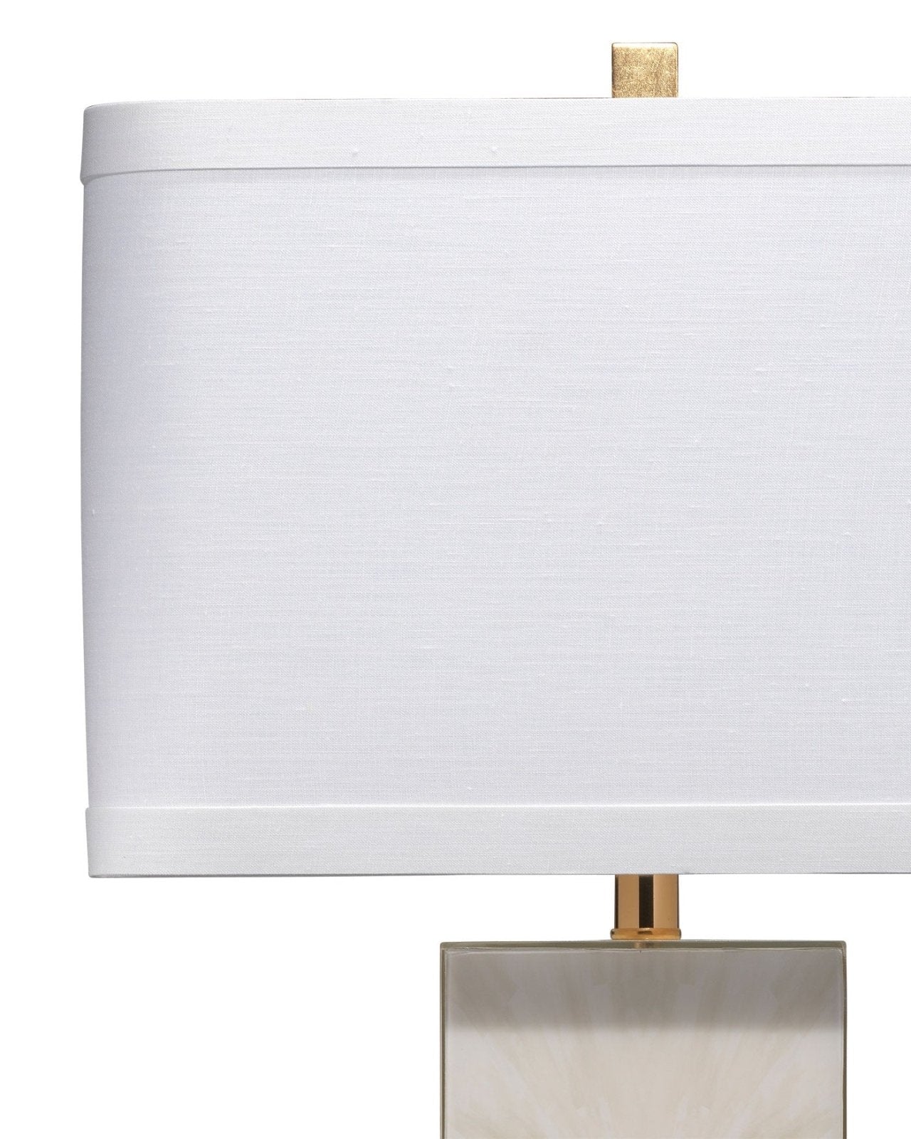 Reflection Table Lamp in Horn Lacquer With Gold Leaf Accents With a Rectangle Shade in White Linen