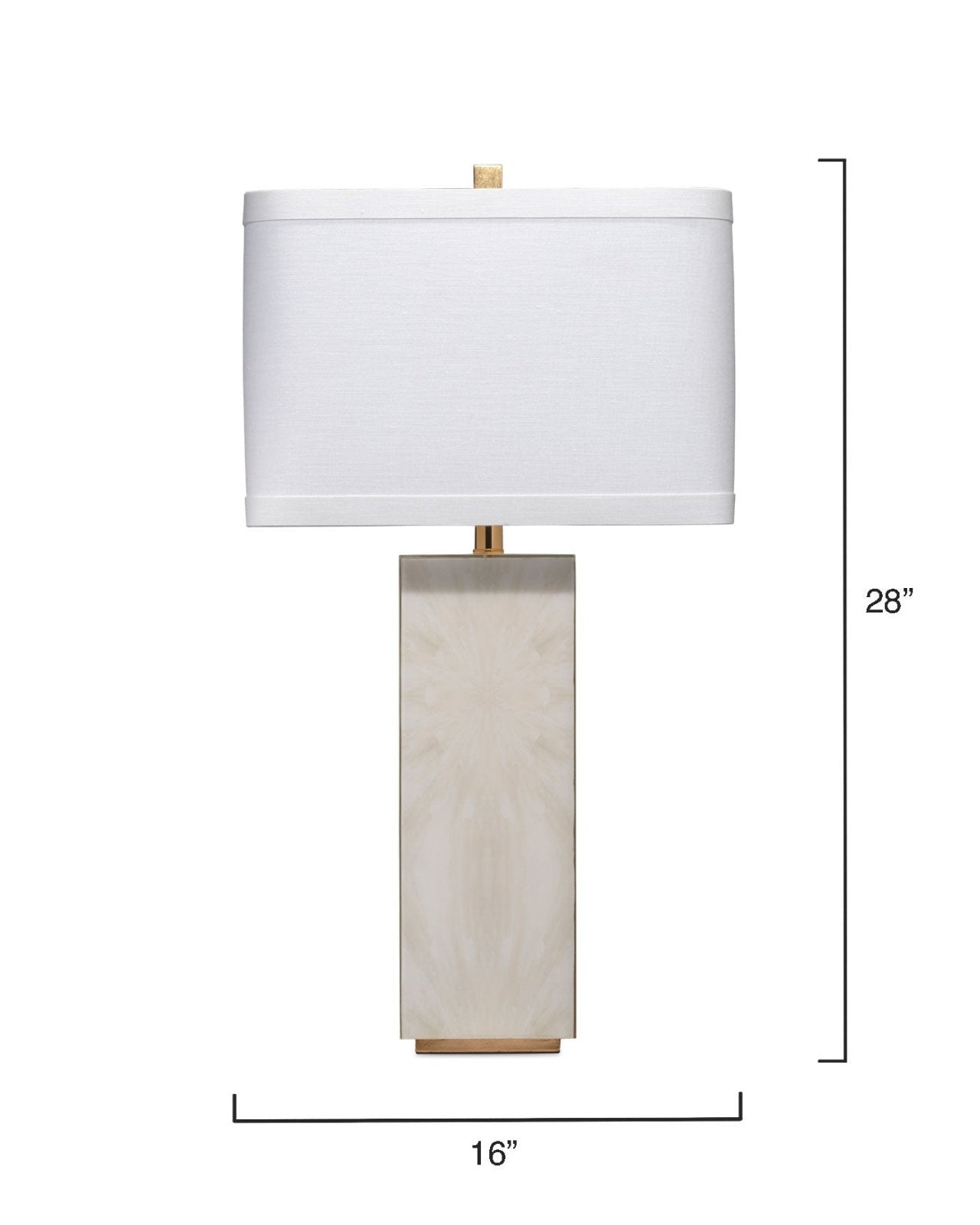 Reflection Table Lamp in Horn Lacquer With Gold Leaf Accents With a Rectangle Shade in White Linen
