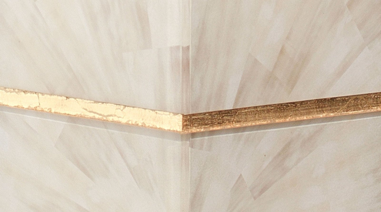 Spectacle Table Lamp in Horn Lacquer With Gold Leaf Accents With a Tapered Oval Shade in White Linen
