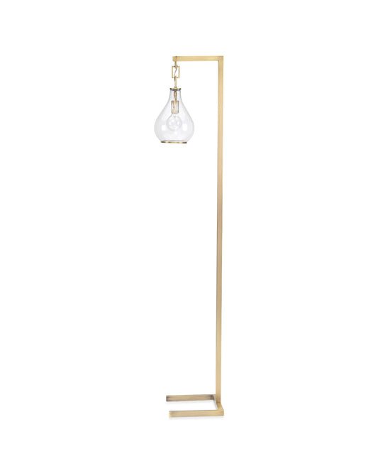 Tear Drop Floor Lamp in Soft Antique Brass Metal