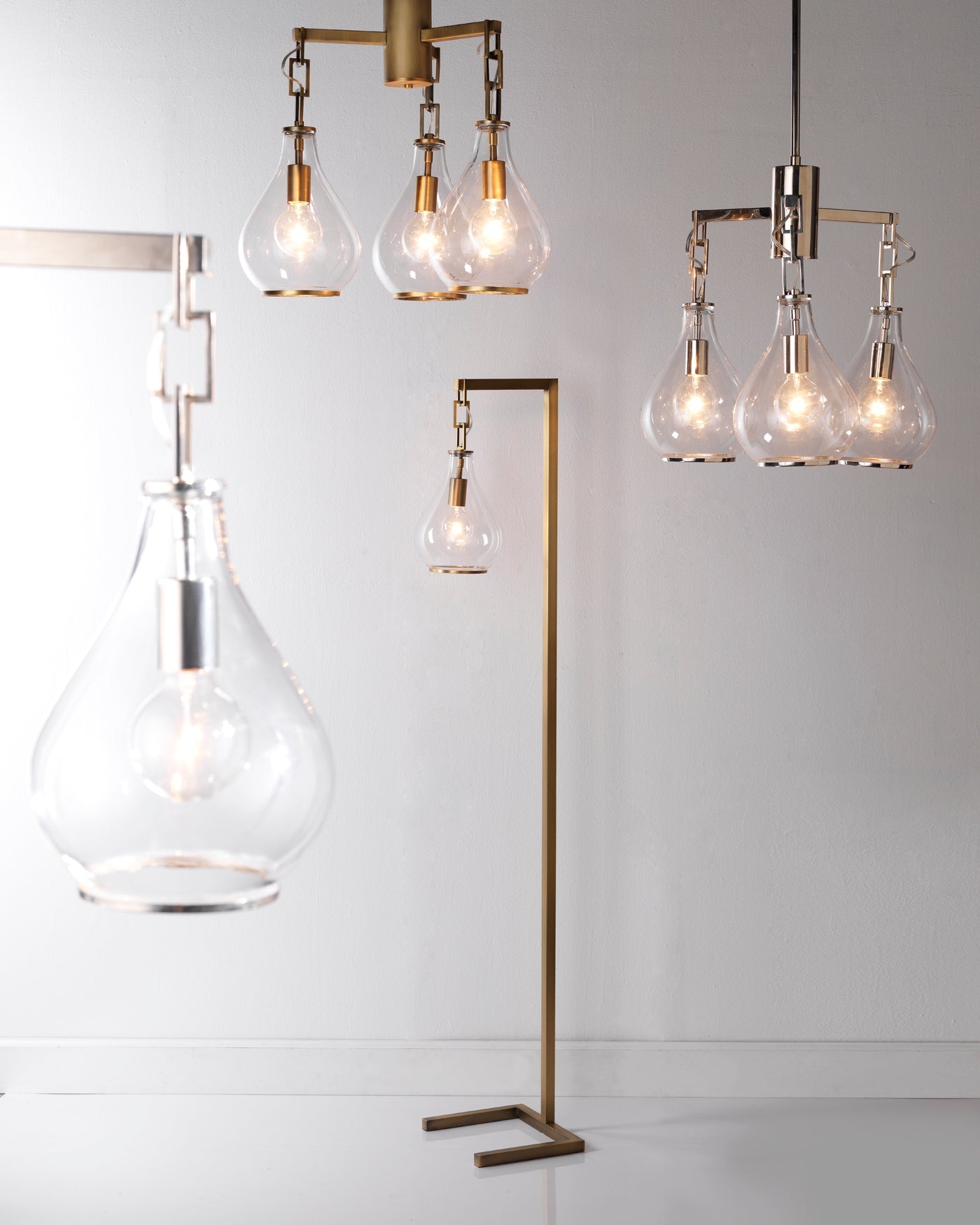 Tear Drop Floor Lamp in Nickel Metal