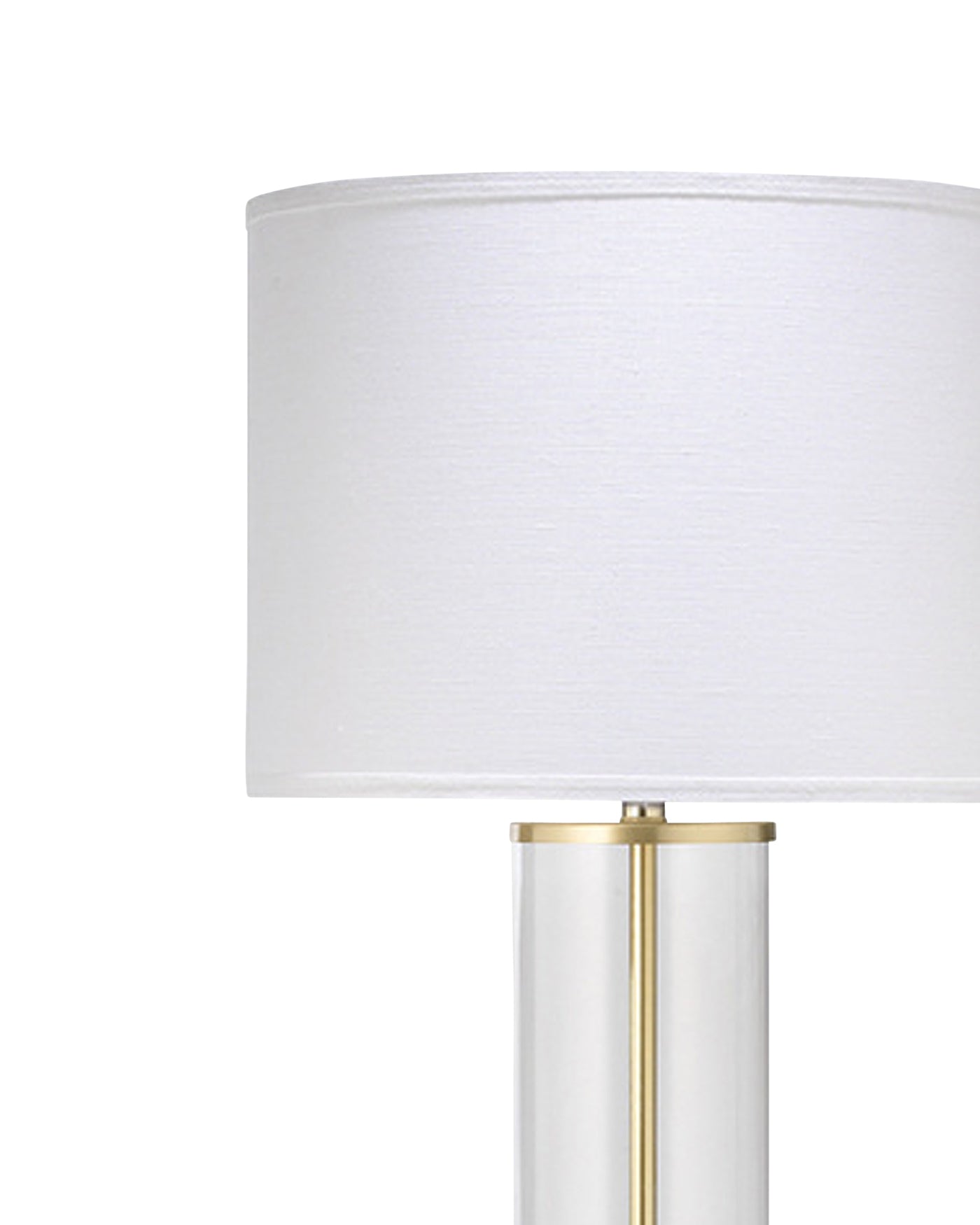 Vanderbilt Floor Lamp in Brass With Large Drum Shade in White Linen