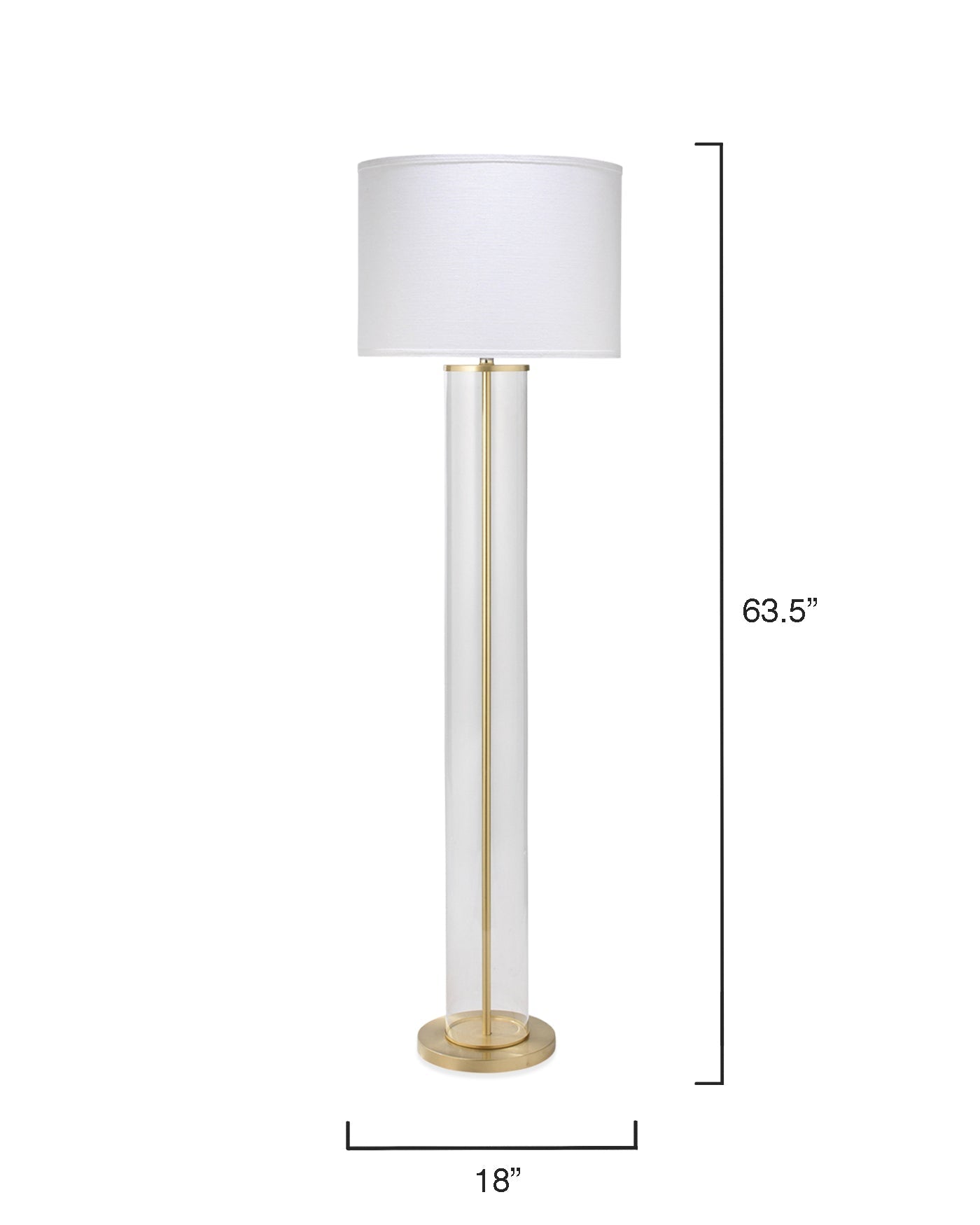 Vanderbilt Floor Lamp in Brass With Large Drum Shade in White Linen