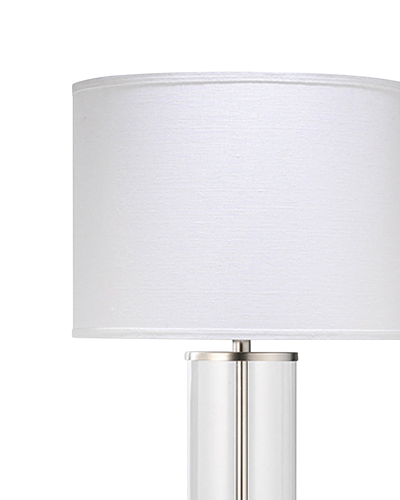 Vanderbilt Floor Lamp in Nickel With Large Drum Shade in White Linen