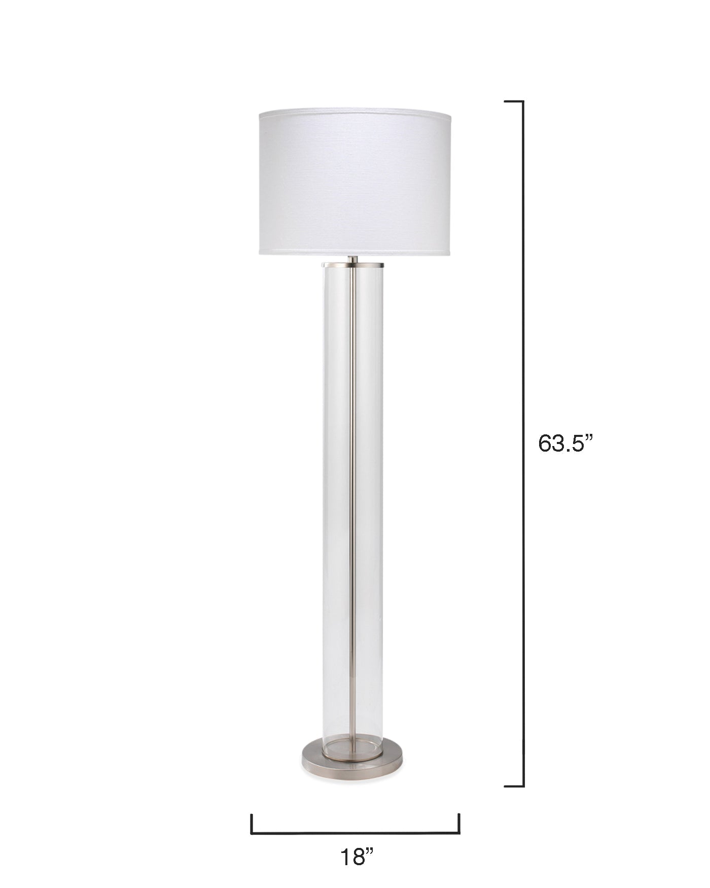 Vanderbilt Floor Lamp in Nickel With Large Drum Shade in White Linen
