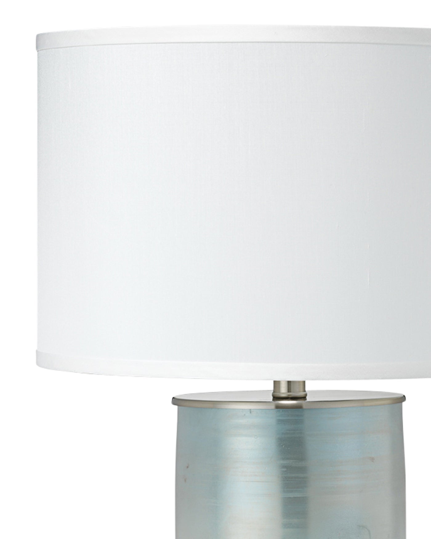 Vapor Table Lamp, Medium in Opal glass With Medium Drum Shade in White Linen
