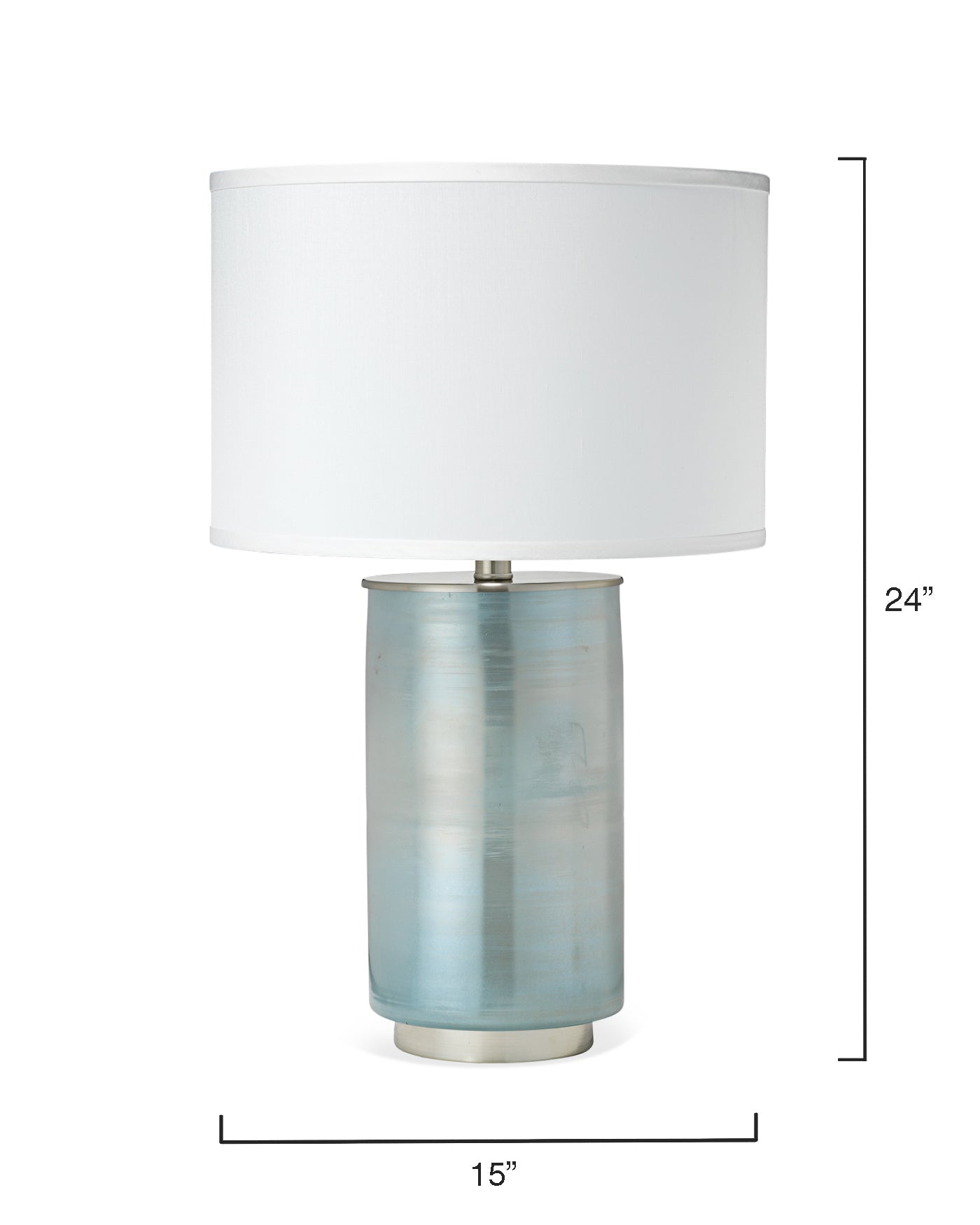 Vapor Table Lamp, Medium in Opal glass With Medium Drum Shade in White Linen