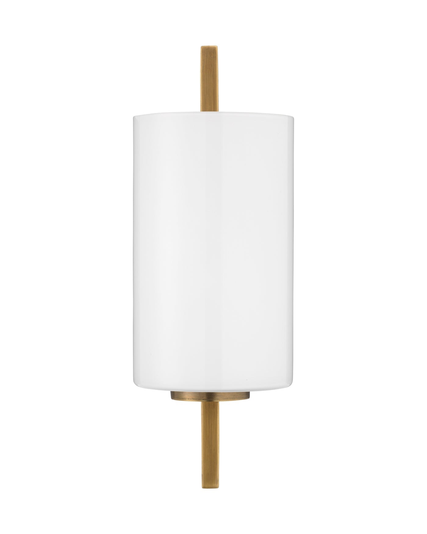 Blueprint Sconce in Antique Brass Metal & White Glass