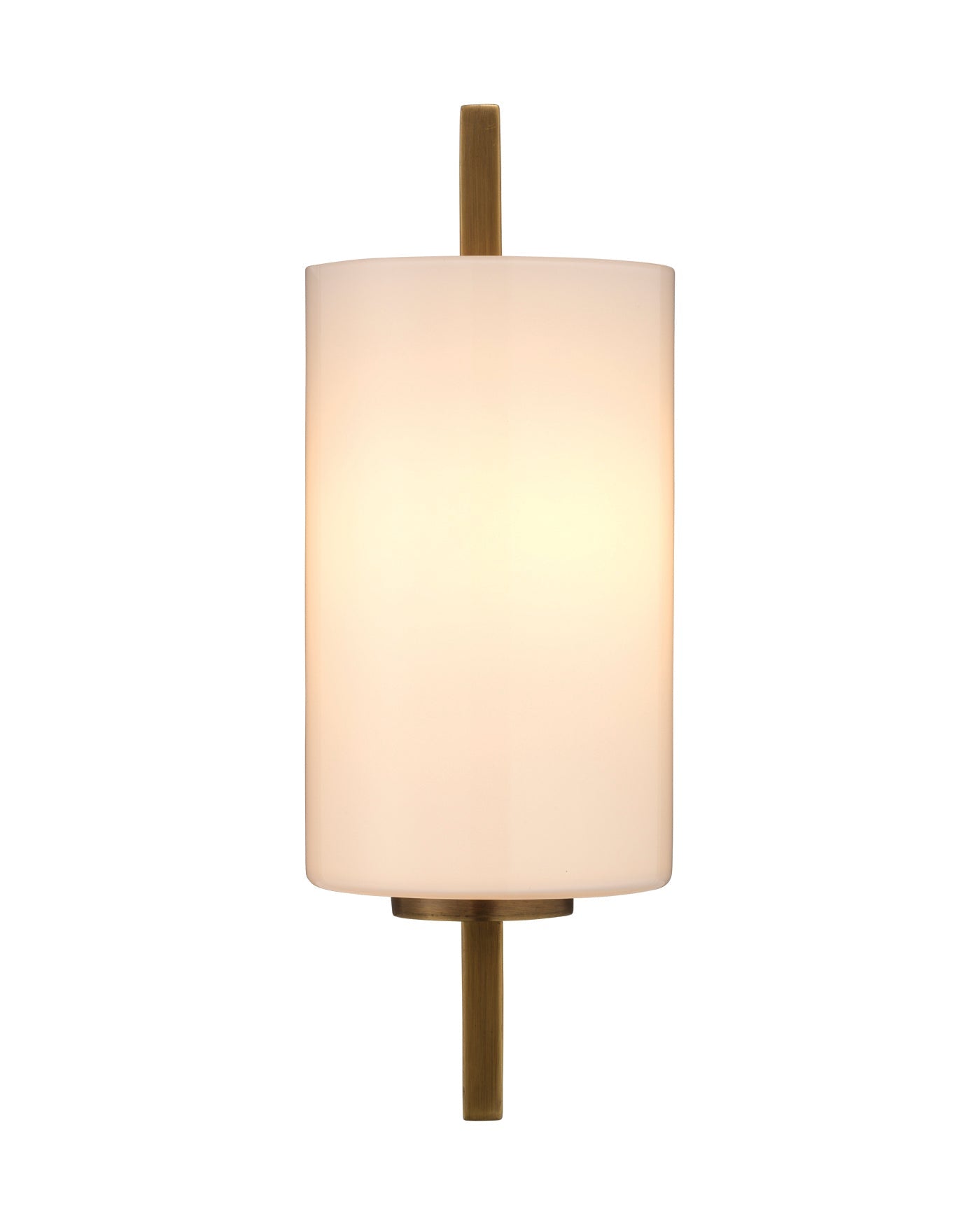 Blueprint Sconce in Antique Brass Metal & White Glass