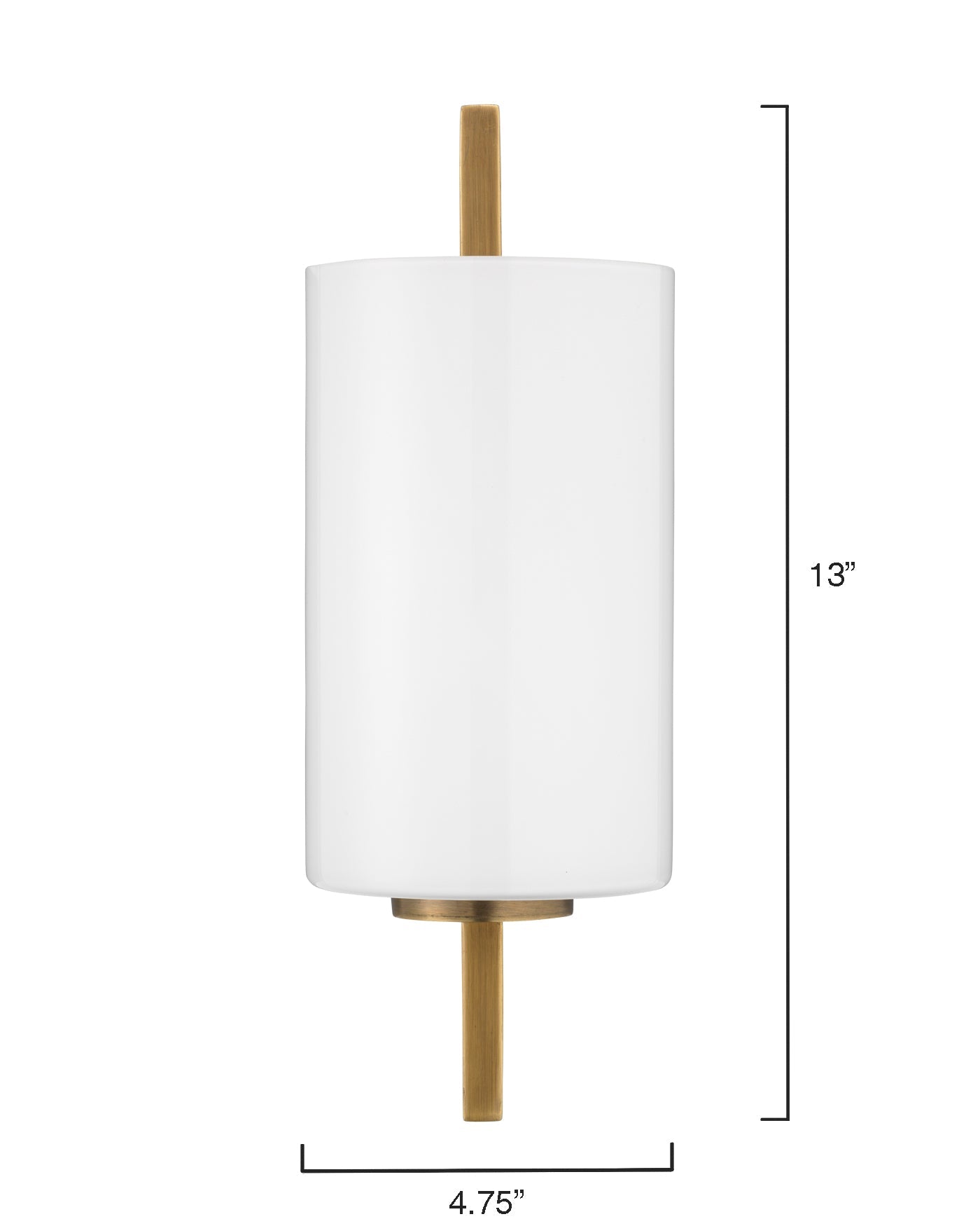 Blueprint Sconce in Antique Brass Metal & White Glass
