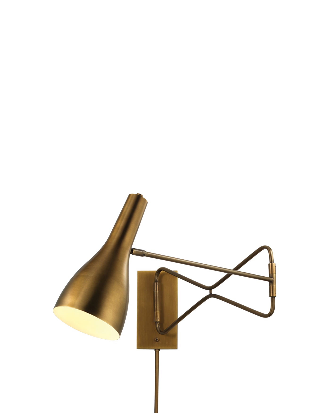 Lenz Swing Arm Wall Sconce in Antique Brass