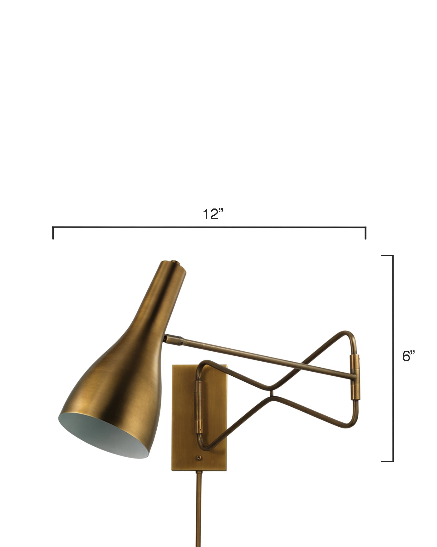 Lenz Swing Arm Wall Sconce in Antique Brass