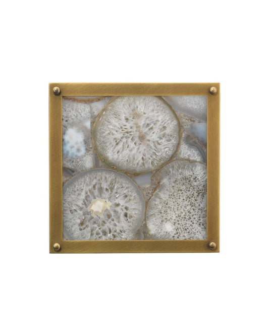 Leopold Framed Square Wall Sconce in Agate Resin & Antique Brass
