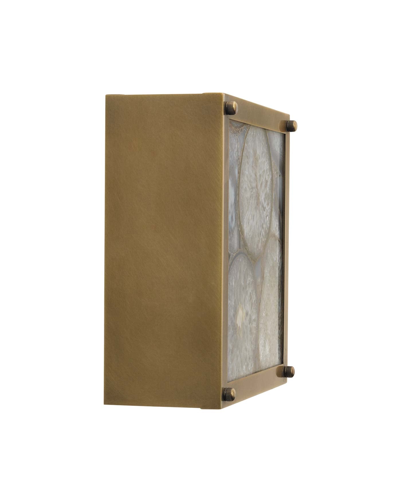 Leopold Framed Square Wall Sconce in Agate Resin & Antique Brass
