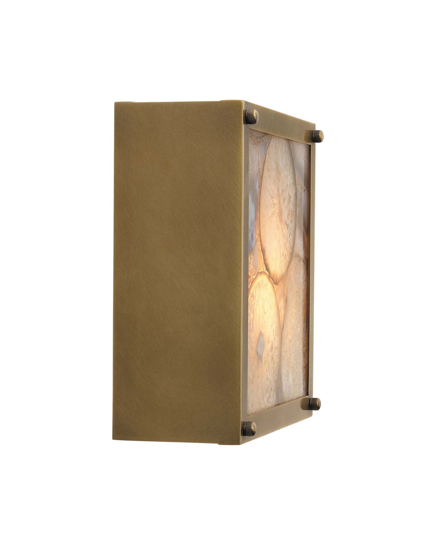 Leopold Framed Square Wall Sconce in Agate Resin & Antique Brass