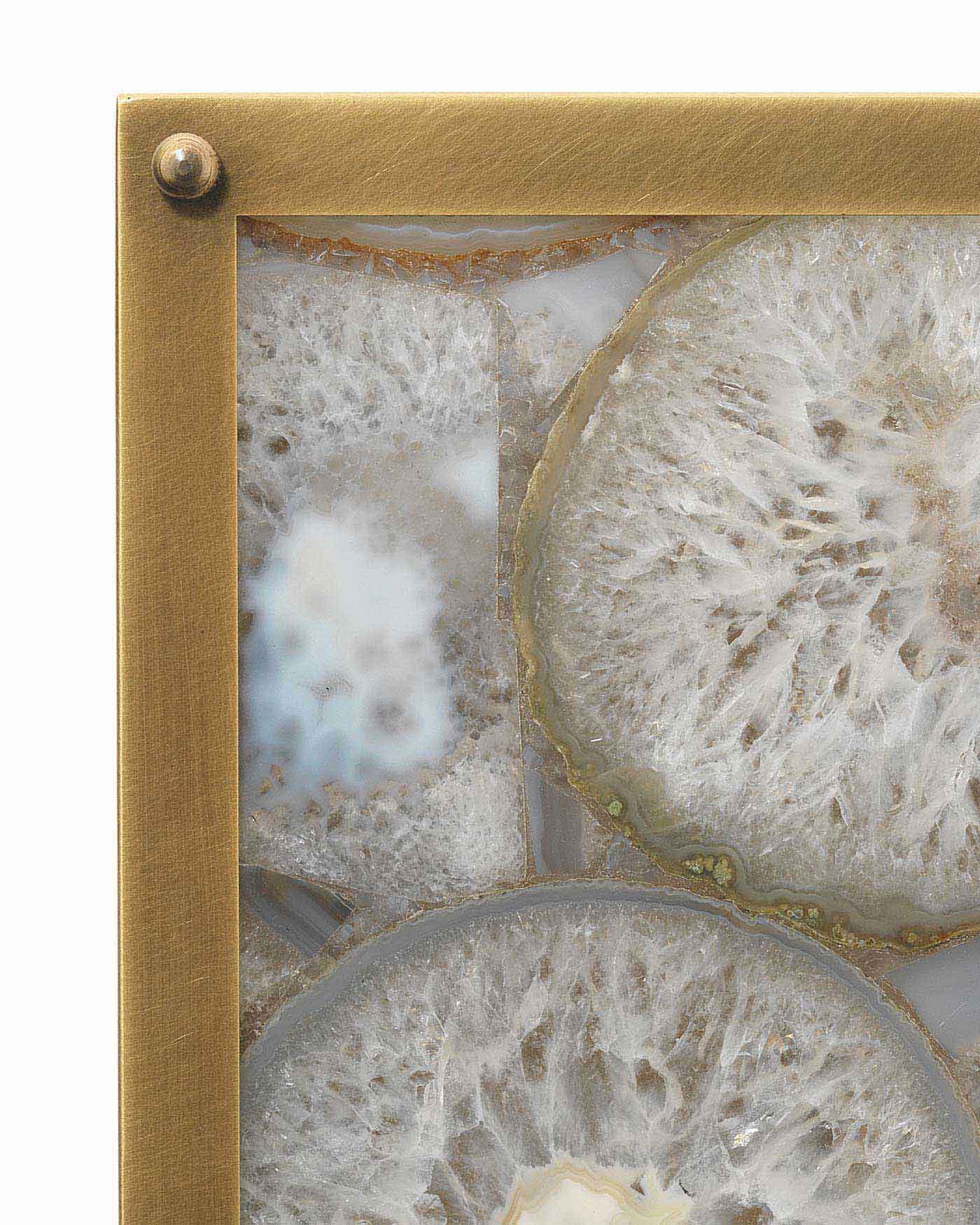 Leopold Framed Square Wall Sconce in Agate Resin & Antique Brass