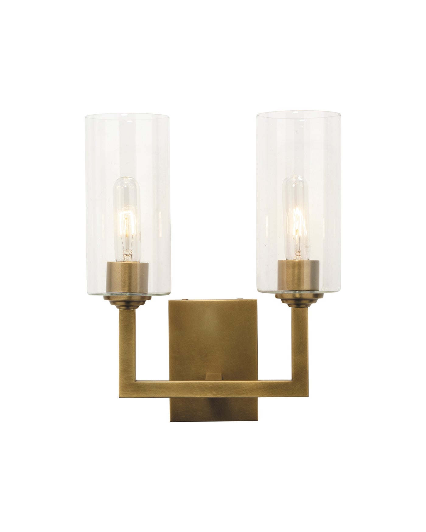 Linear Double Wall Sconce in Antique Brass Metal