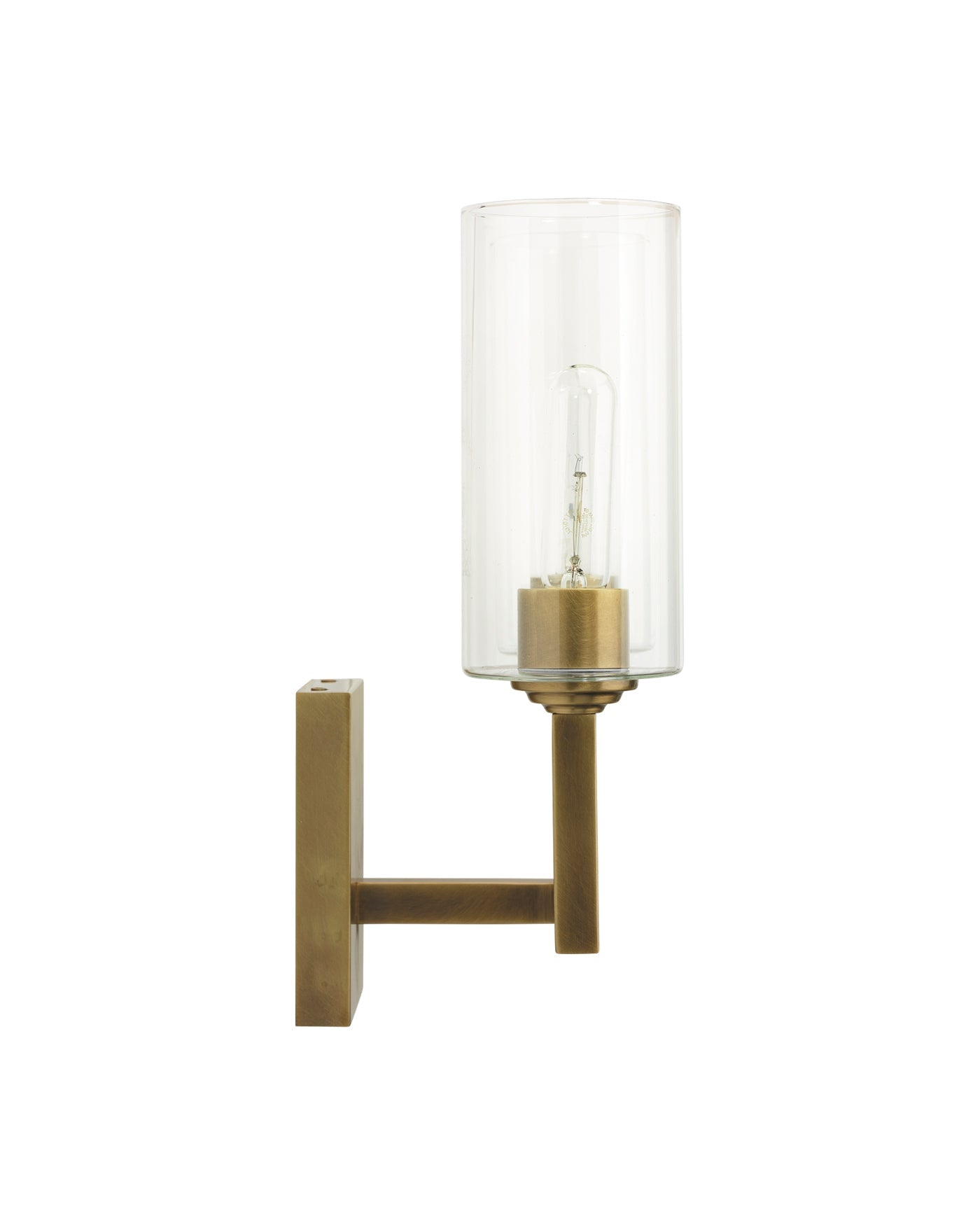 Linear Double Wall Sconce in Antique Brass Metal