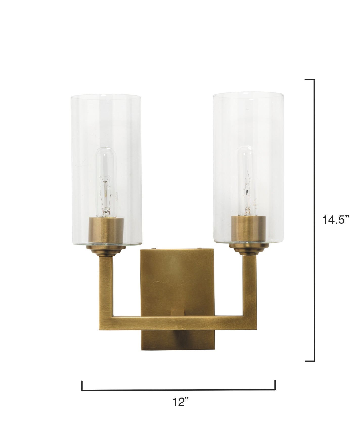 Linear Double Wall Sconce in Antique Brass Metal