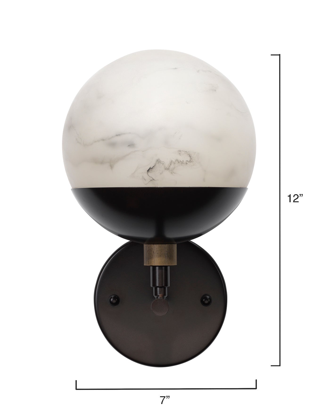 Metro Wall Sconce in Faux White Alabaster and Oil Rubbed Bronze, with Antique Brass Accents