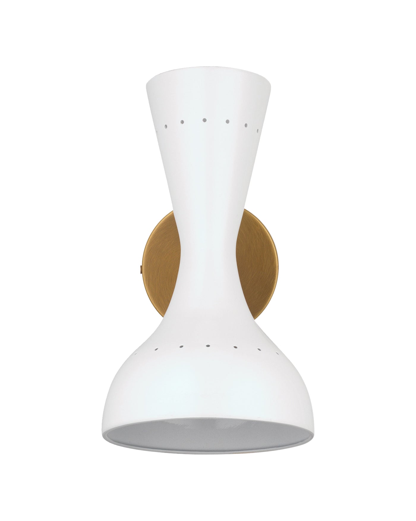 Pisa Wall Sconce in White Lacquer & Antique Brass Metal