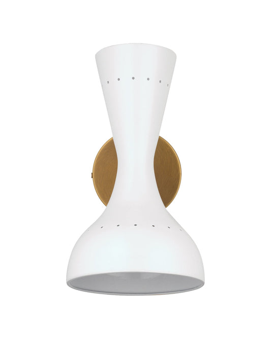 Pisa Wall Sconce in White Lacquer & Antique Brass Metal