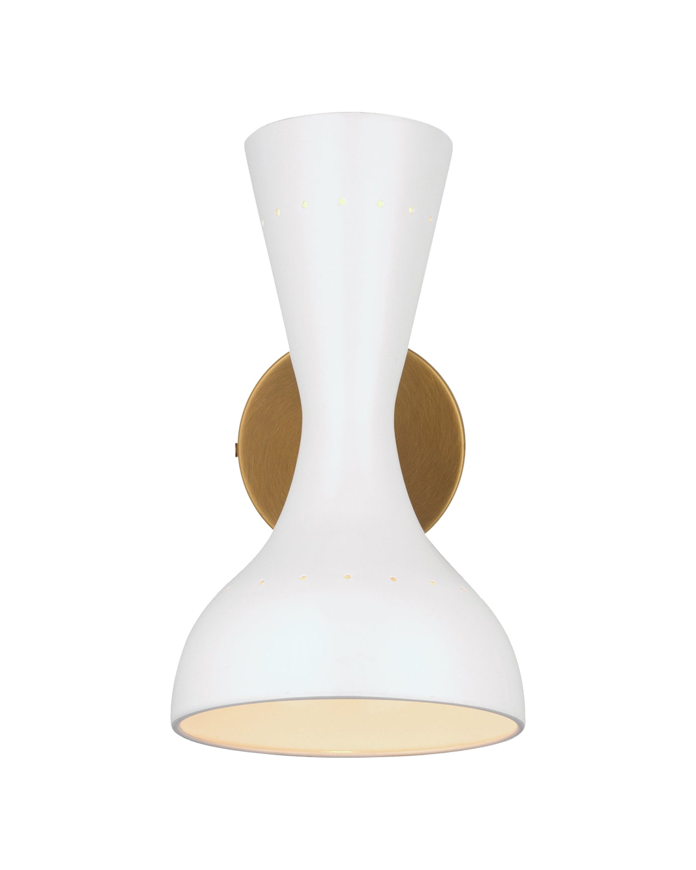 Pisa Wall Sconce in White Lacquer & Antique Brass Metal