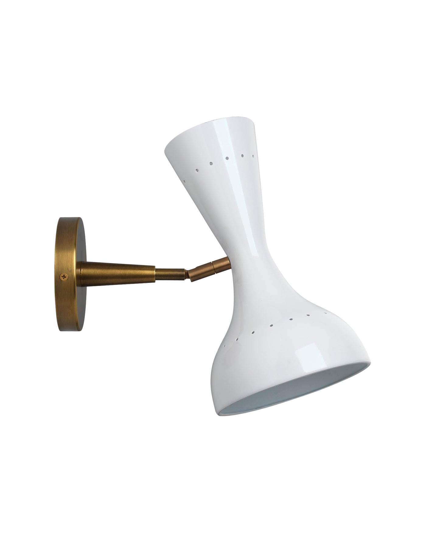 Pisa Wall Sconce in White Lacquer & Antique Brass Metal