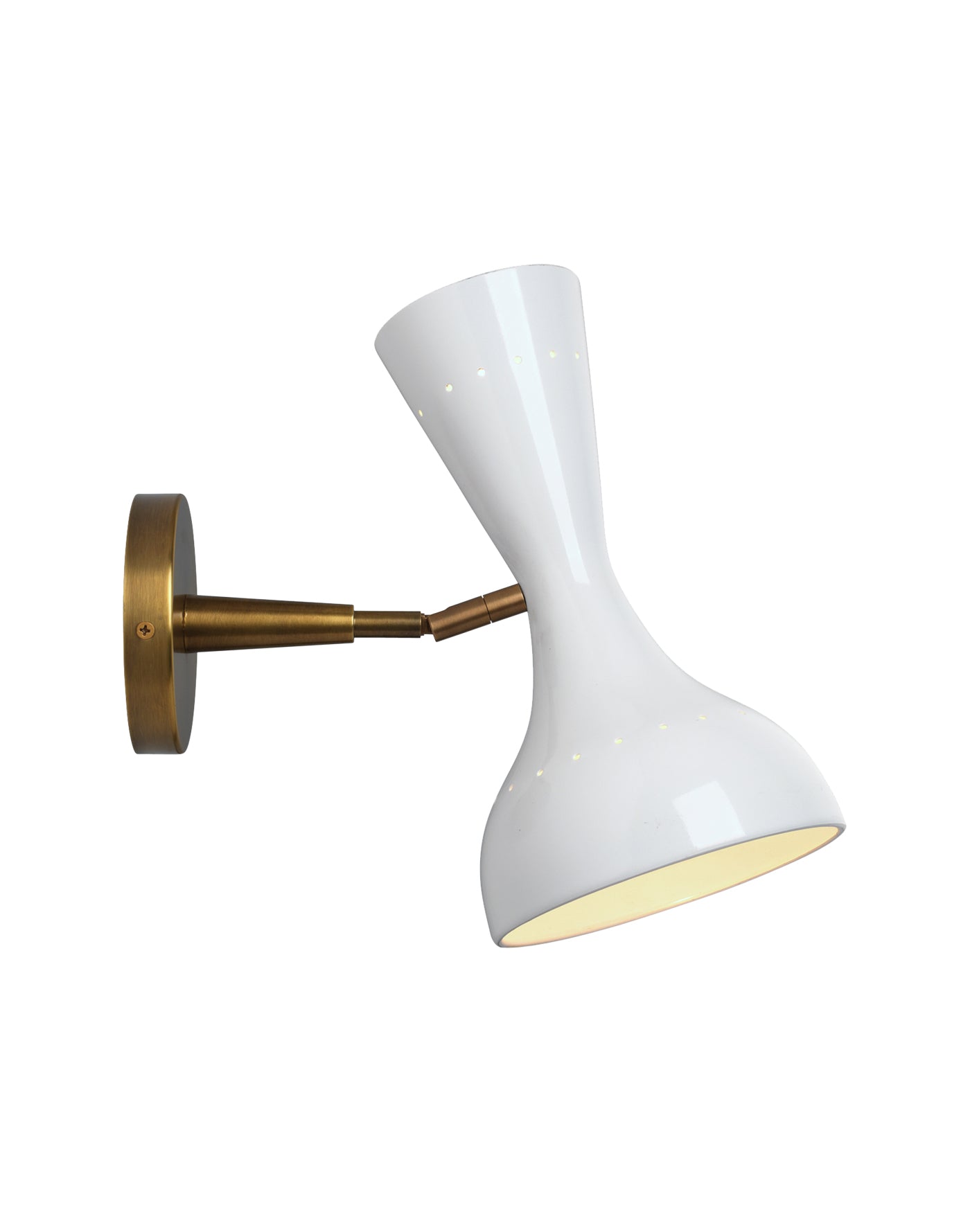 Pisa Wall Sconce in White Lacquer & Antique Brass Metal