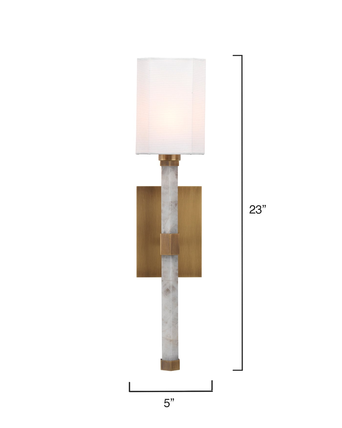 Roman Hexagon Sconce in White Rock Quartz & Antique Brass Metal