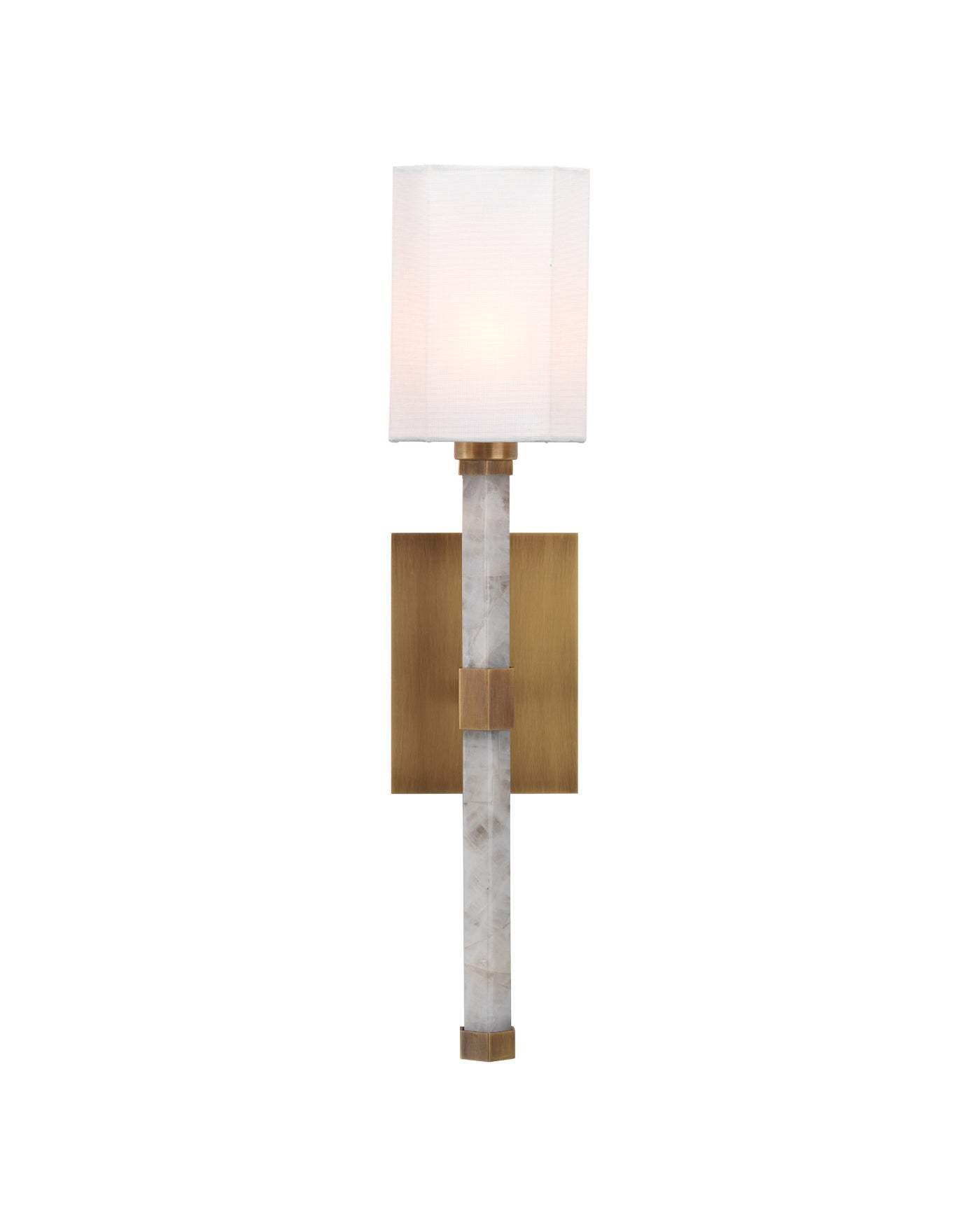 Roman Hexagon Sconce in White Rock Quartz & Antique Brass Metal