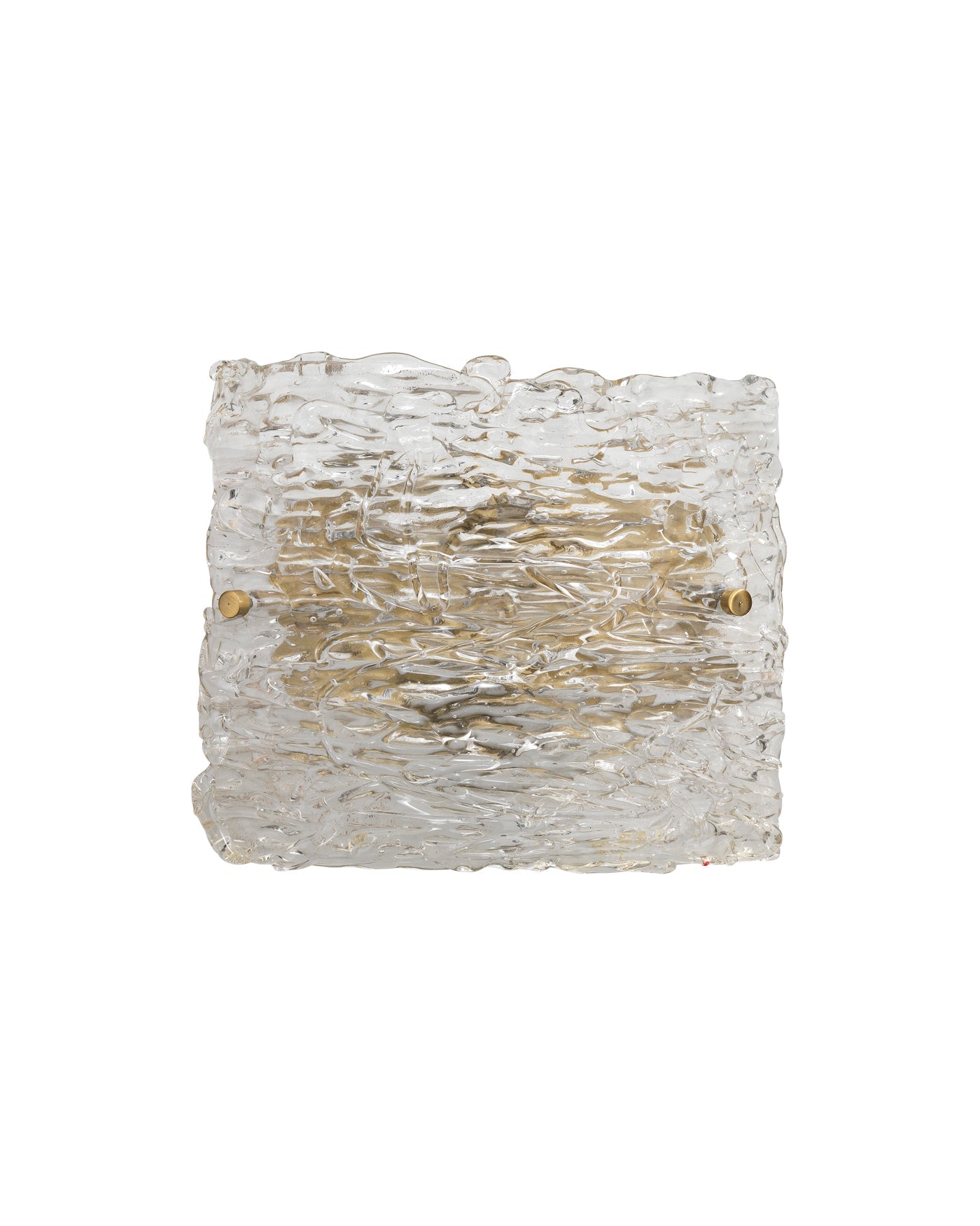 Swan Curved Glass Sconce, Large in Clear Textured Glass & Antique Brass Metal