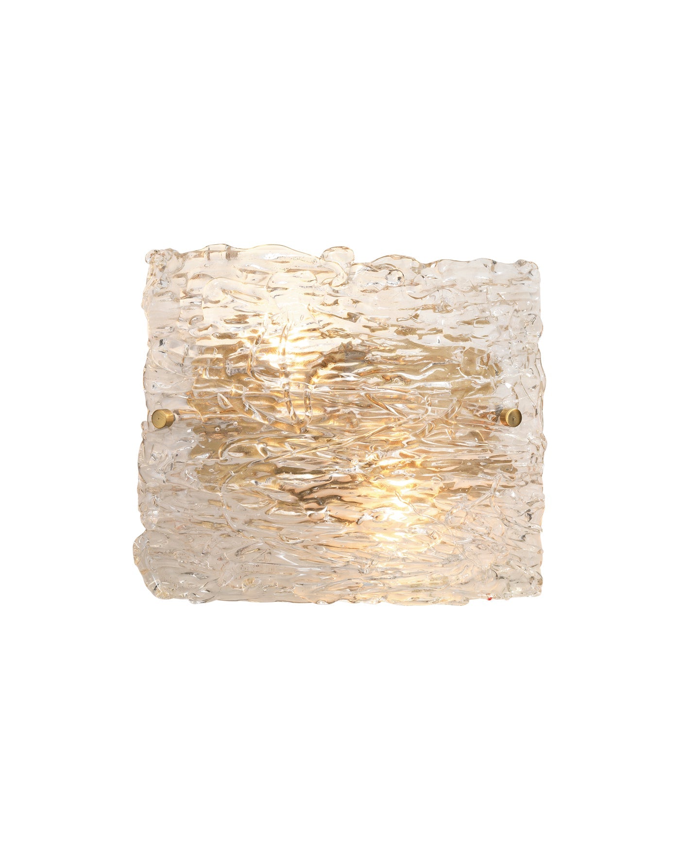 Swan Curved Glass Sconce, Large in Clear Textured Glass & Antique Brass Metal