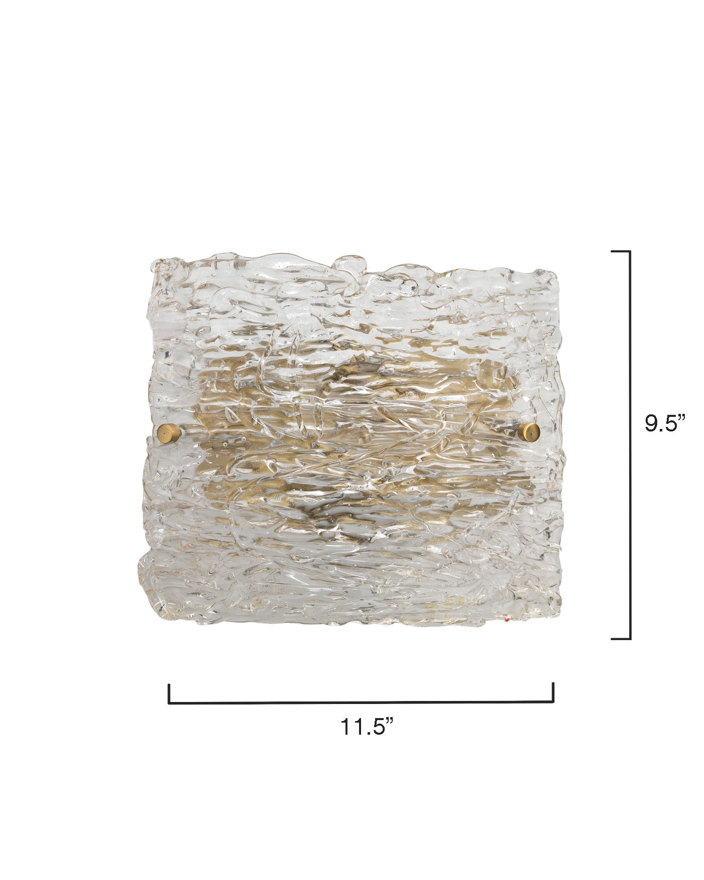 Swan Curved Glass Sconce, Large in Clear Textured Glass & Antique Brass Metal